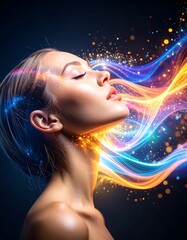 Radiant woman with ethereal glow