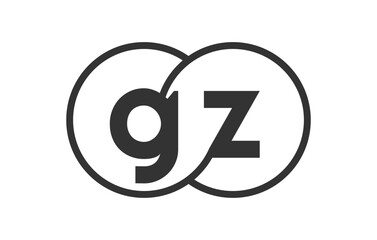 GZ business company emblem with outline rounds and letters g z. Logo template of two merged circles for brand identity, logotype. Vector Infinity symbol