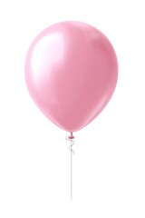 Single, light pink, glossy balloon against white background