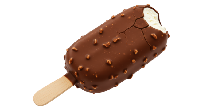 Deliciously creamy vanilla ice cream bar coated in rich chocolate with crunchy almond pieces a perfect frozen dessert treat