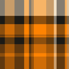 Modern plaid pattern in vibrant orange, brown, and grey tones. Versatile texture perfect for backgrounds, designs, textiles, autumn themes, or creative projects.