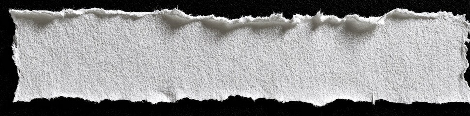 Ripped piece of white paper on black background