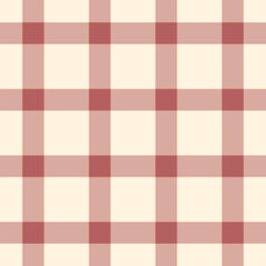 Fototapeta premium Classic gingham pattern. Cream and reddish color palette. Traditional textile design, suitable for backgrounds, crafts, or fabrics. Clean, versatile, repeatable.