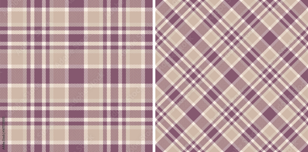 Poster seamless plaid pattern set in mauve and beige. a classic, versatile design. ideal for textile prints