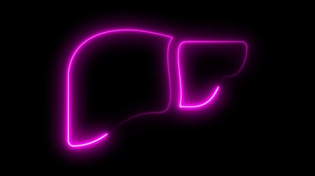  Glowing neon line human organ liver icon. organ icon Neon human organ icon, animation on black background Cartoon liver, Glowing neon human liver icon concept on black background.