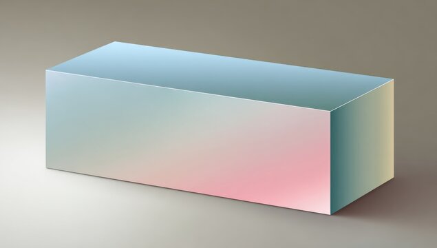 Rectangular prism with a soft gradient color blend, casting shadow on a plain background