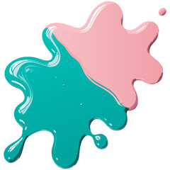 Obraz premium Nail polish spill turquoise and pink mixing into vibrant abstract pattern on transparent background for glossy product mockups