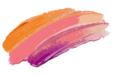 Colorful brushstrokes in orange pink and purple forming vibrant textured design element on transparent background for cosmetic packaging and digital banners for product packaging labels