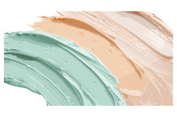 Creamy pastel strokes in turquoise white peach and beige creating textured design element on transparent background for cosmetic labels and web assets for packaging and label design plus web banners