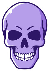 Fototapeta premium Cartoon style skull illustration in purple and blue colors for halloween