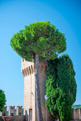 Medieval Fortress and Clock Tower of Offagna in Marche, Italy