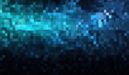 Pixelated, teal-blue and dark-blue abstract background