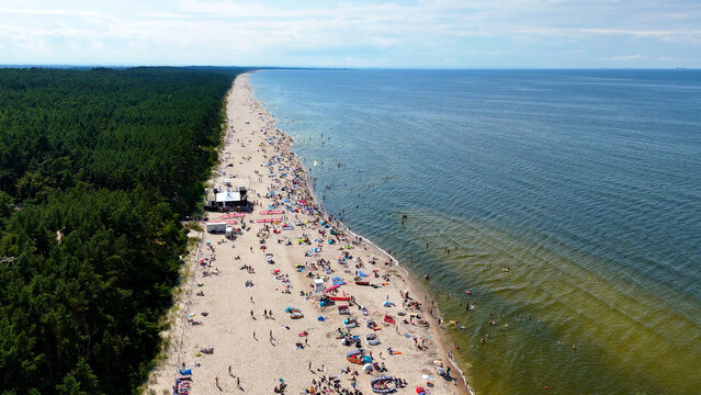 coast beach view from above Baltic Sea Stegna Poland