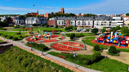 children's playground view from above Tczew Poland