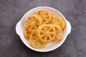 Kembang Goyang, Indonesian crispy fried snack in flowers shape.
