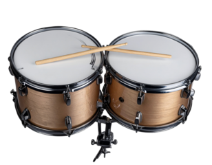  “Stylish Snare Drum Duo with Stick Across, isolated on transparent background”.