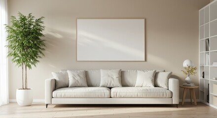 Comfortable living room with a minimalist design and natural light for a relaxing ambiance