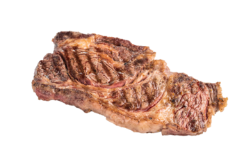 Grilled Chuck eye roll steak, marbled beef meat isolated on white background