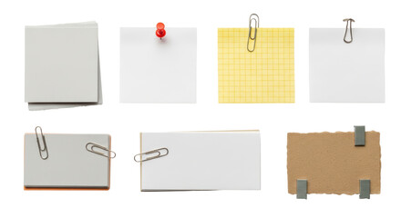 Isolated Collection of Sticky Notes and Clips