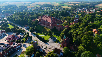 city ​​streets old town houses city center view from above Frombork Poland