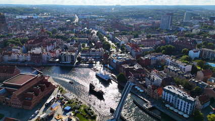 modern european city street houses view from above Gdansk Poland