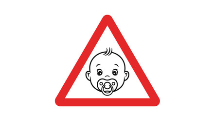 Cautionary warning sign indicating the presence of a baby or child nearby for road safety awareness