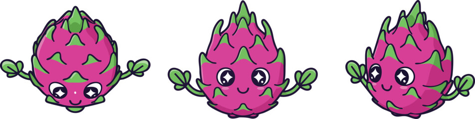 Cute Dragon Fruit Mascot Vector Illustration