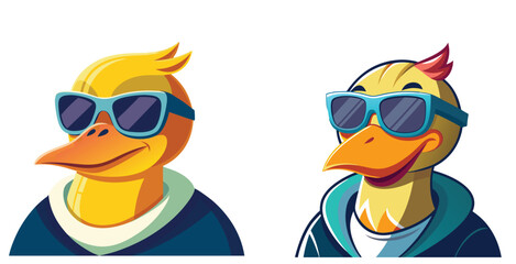 Fototapeta premium Laid Back Duck with Cool Sunglasses Fashionable Vector Art Design