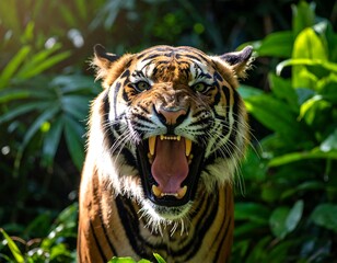 Fototapeta premium Tiger in jungle habitat