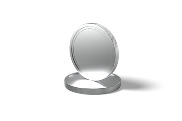 Standing of Blank Metal Coin, 3d Illustration
