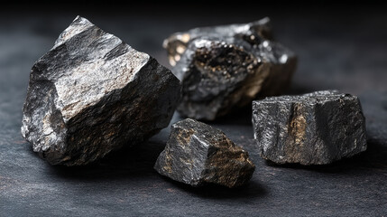Isolated close up of a natural, brown rock material looking like black pepper on a piece of coal