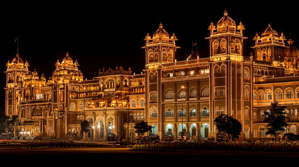 Naklejka premium The magnificent Hungarian Parliament Building is a stunning landmark of Budapest's architecture, a beacon of history on the Danube at night