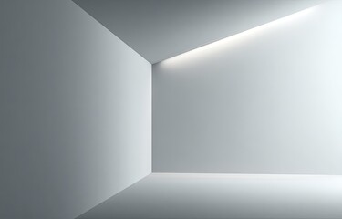 Empty, minimalist interior corner with subtle lighting
