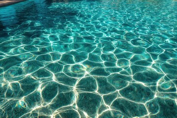 Obraz premium Azure water shimmers with sunlit ripples in a pool, creating abstract light patterns and a calming, refreshing scene
