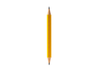 Isolated double-ended yellow pencil with sharpened points for writing, drawing, drafting art