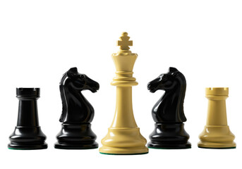 Isolated Chess pieces rook, knight, king chess, strategy game equipment concept object still life