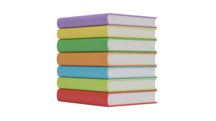 Colorful stack of books for education isolated on white background
