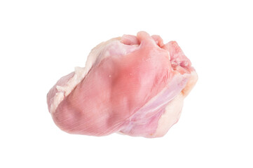 Raw Skinless boneless chicken thighs fillet isolated on white background