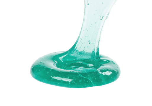 Isolated slime with flowing dripping texture in overhead pour for fun playful concept art