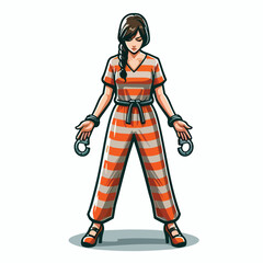 Vector image of a female prisoner in a prisoner