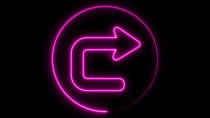Glowing abstract neon right arrow icon with neon circle  animation on black background, modern UI direction indicator with futuristic light effect. arrow pointing to the right. - Powered by Adobe