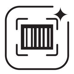 Artificial Intelligence Barcode Icon,Flat barcode scanning icon for product identification in e-commerce and retail.