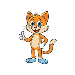 Charming cartoon cat offering a thumbs up gesture of approval