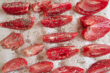 sliced sun-dried tomatoes with herbs and salt
