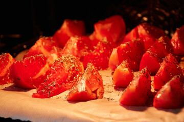 sliced sun-dried tomatoes with herbs and salt
