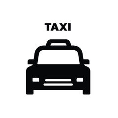 Minimalist TAXI icon illustration, Land Transportation Silhouette Icon, Station Stop Sign for Public Transportation, isolated car front view sign