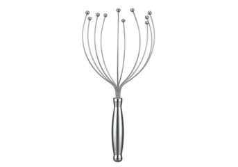 Silver Head Massager for Scalp Relaxation on White.