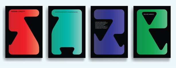 Modern posters . Vector design composition with colorful various geometric shapes . Abstract contemporary art . Vector art ideal for media, ads, covers, brochures, banners.