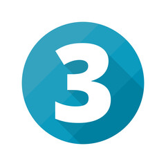 Number 3 icon isolated on transparent background
