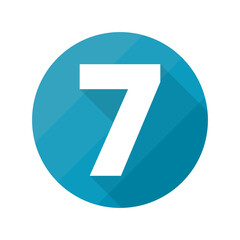 Number 7 icon isolated on transparent background